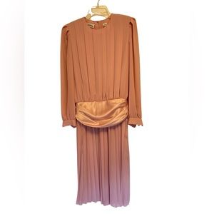 Vintage Lizzy & Johnny blush pink midi dress sz 8